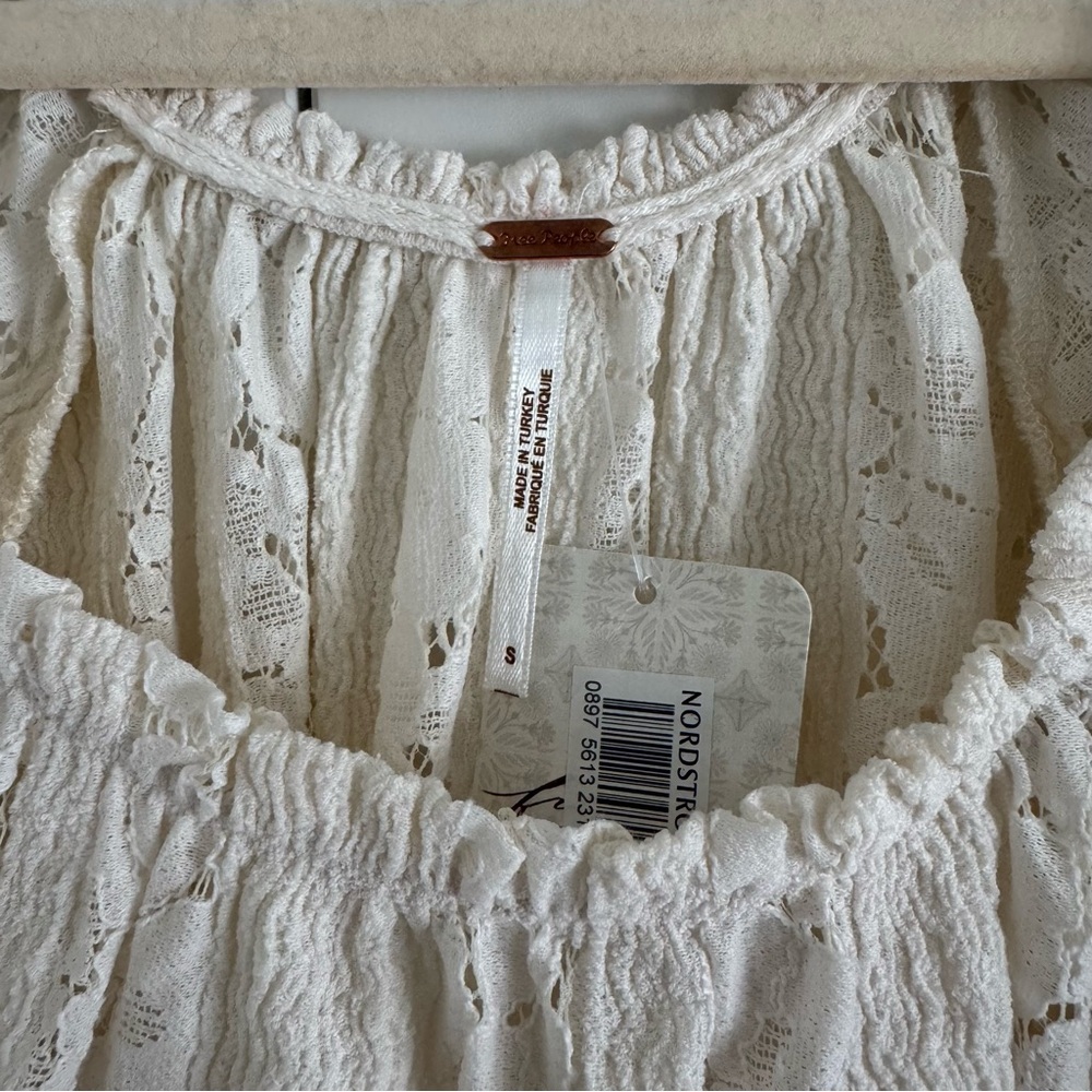 FREE PEOPLE WOMEN'S STACEY LACE CROPPED SHIRT - Picture 5 of 14